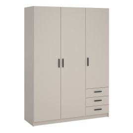 VELOCI 3 Door Wardrobe with 3 Drawers Beige - 147cm
