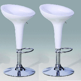 Bolton Chrome Bar Stool Pair with Adjustable Features - White