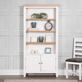 Quantum Large Bookcase with 4 Shelves - White and Oak