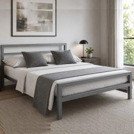 Eaton Contract Mesh Metal Bed - 4ft Small Double - Grey