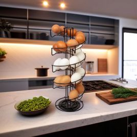 SWANTON Egg Holder Rotating Spiral Skelter Rack Holds 32 Eggs - Black