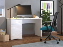 Frieda Computer Desk with Drawers - White Gloss