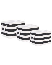 Set of 3 Fabric Baskets Black and White