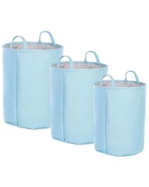 Set of 3 Fabric Baskets Blue ARCHA