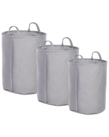 Set of 3 Fabric Baskets Grey ARCHA