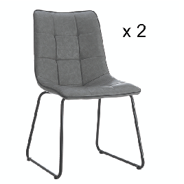 Wisbech Grey PU Dining Chair with Black Metal Legs - Sold in Pair