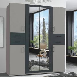 FENTON 4 Door Mirrored Wardrobe Grey - 180cm