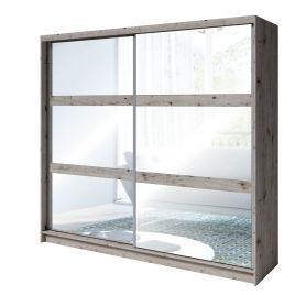 Sliding Wardrobe - TONBRIDGE 2 Door Mirrored Wardrobe Oak Wellington 230cm