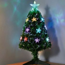 Pre Lit Christmas Star Tree with LED Lights Multicolours - 4 Sizes