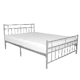 Melrose Silver Metal Small Double Bed Frame with Reinforced Centre Legs - 4ft Size