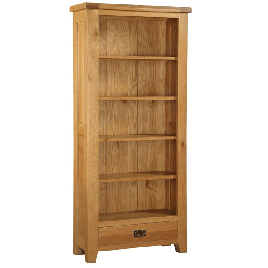 Eden Solid Oak Large Bookcase with Storage - Oak Finish