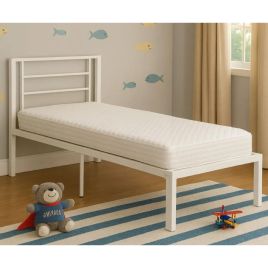 GRETHOR Single Metal Bedframe - White