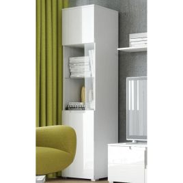 Viktoria High Gloss Tall 1 Glass Door Display Unit - White