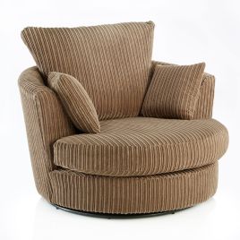 Oxford Luxury Fullback Jumbo Cord Swivel Chair - Coffee and Other Colours