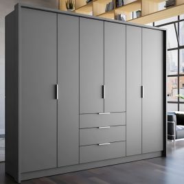 Wardrobe - STAFFORD 6 Door Wardrobe Graphite 255cm