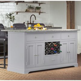 Multifunctional Grey Kitchen Island with Granite Worktop