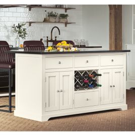 Versatile Design Cream Kitchen Island with Black Granite Worktop