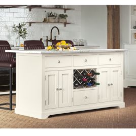 Versatile Design Cream Kitchen Island with White Marble Worktop