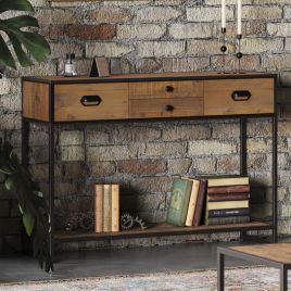 Hayley Reclaimed Wood Large Console Table with Storage Drawer