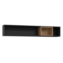 Cherwell Riviera Oak Wall Shelf - Matt Black