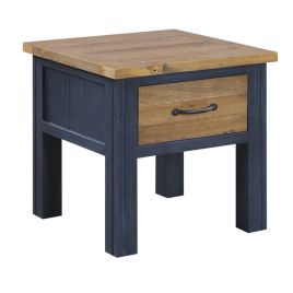 Splatter Reclaimed Wood Side Table With Drawer - Blue