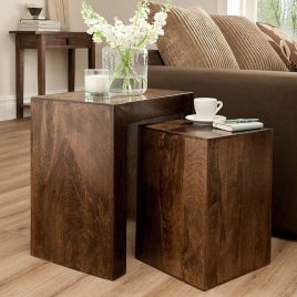 Delta Mango Wood Cube Nest Of Tables - Walnut