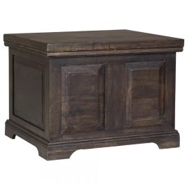 Delta Mango Wood Small Ottoman Storage Box- Walnut