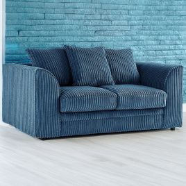Desmond Jumbo Cord 2 Seater Scatterback Sofa - Marine Blue