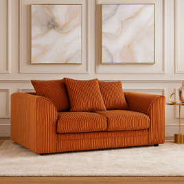 Desmond Jumbo Cord 2 Seater Scatterback Sofa - Orange