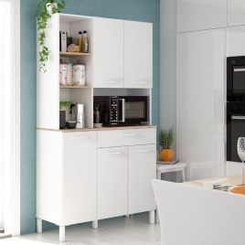 Chris Oak Effect 5 Door Utility Kitchen Cabinet with Drawer - White