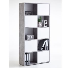 Claire Versatile Design Tall Bookcase - Concrete Grey and White