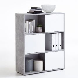 Claire Versatile Design Short Bookcase - Concrete Grey and White