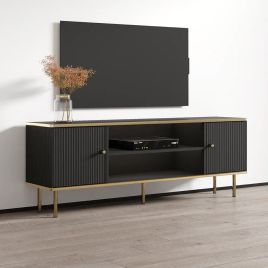 Eldawy Gold Touch 2 Door TV Unit with Open Shelf - Black