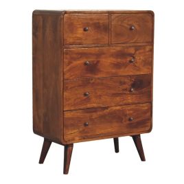 Oak Finish Chest of Drawers - LEIPZIG Medium Chest 5 Drawers