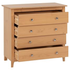 ONTARIO Pine Finish Chest of Drawers - Medium-sized, 4 Drawers