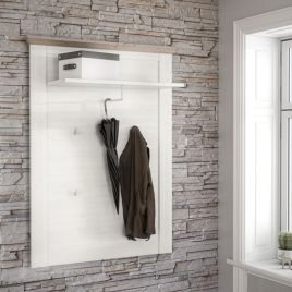 Launceston Wall Mounted Coat Hooks and Hanging Rail with Snowy Oak Effect