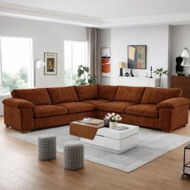 Corner Sofa - CORDURA Full Back Jumbo Cord - Brown