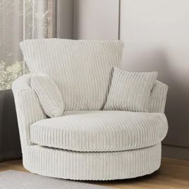 Swivel Chair - CORDURA Jumbo Cord Chair Cream