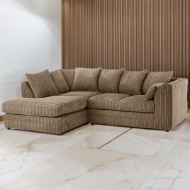 Desmond Jumbo Cord Corner Sofa - Coffee