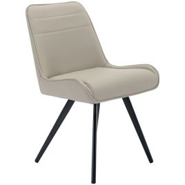 TRICON PU Fabric High Black Leg Dining Chair Set of 2 - Taupe
