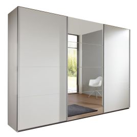 Sliding Wardrobe - ERASMUS 3 Door Mirrored Wardrobe White 270cm