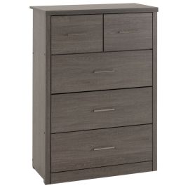LISKEARD Black Chest of Drawers - Medium-sized, 5 Drawers