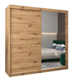 Sliding Wardrobe - TIVERTON II 2 Door Mirrored Wardrobe Oak Artisan 200cm