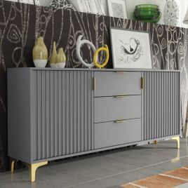 PERUGIA Crest Gold Sideboard 140cm - Dark Grey