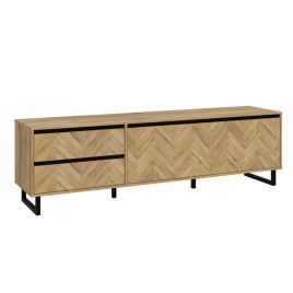 Cherwell 2 Door Tv Unit with 2 Drawers - Oak with Matt Black
