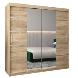 Sliding Wardrobe - VICENZA IV 2 Door Mirrored Wardrobe Oak Sonoma 200cm