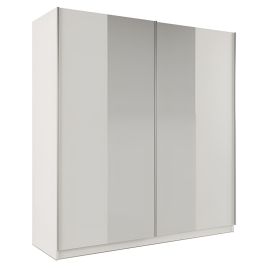 Sliding Wardrobe - LOTHIAN 2 Door Mirrored Wardrobe White 200cm