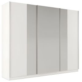 Sliding Wardrobe - LOTHIAN 3 Door Mirrored Wardrobe White 250cm