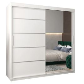 Sliding Wardrobe - VICENZA II 2 Door Mirrored Wardrobe White 200cm