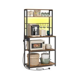 FERNHAVEN Kitchen Utensil Racks with LED Lights - Brown and Black